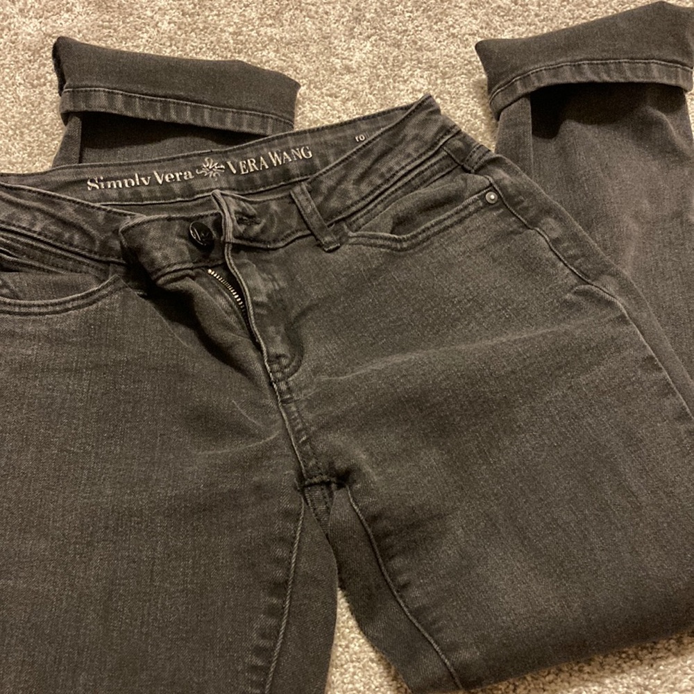 Vera Wang Straight Leg Black Jeans
